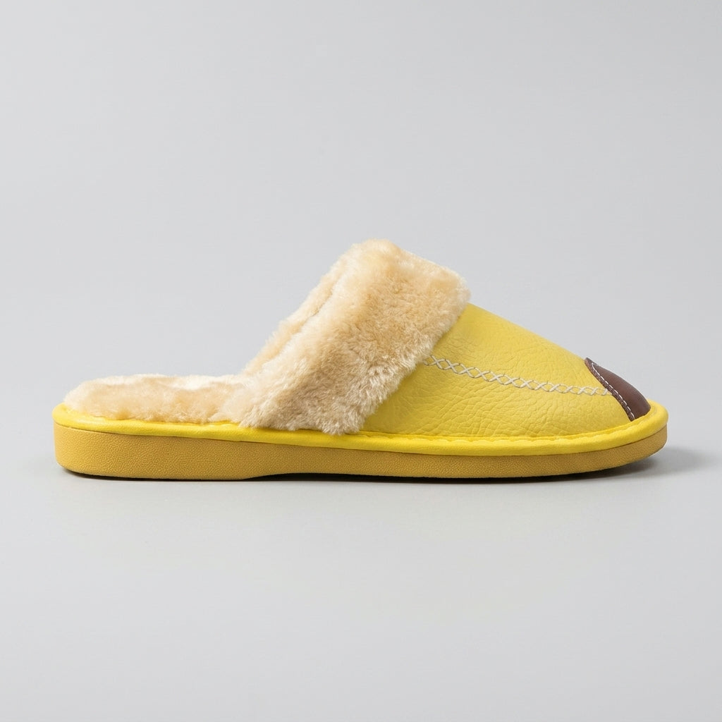 Women's Slippers Closed-Toe Faux-Fur Lined Open-Back Flat Sole