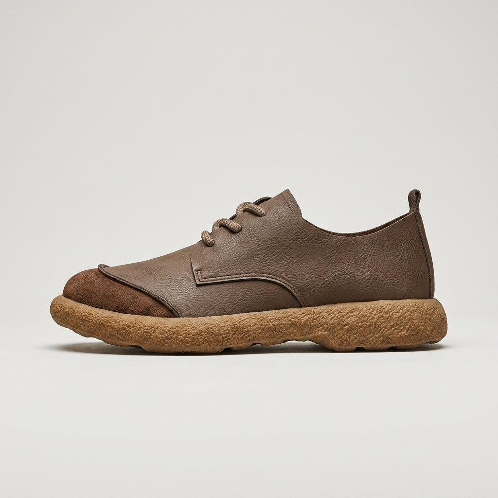 Men's Round Toe Sneakers Low-Top Lace-Up Retro Workwear Style