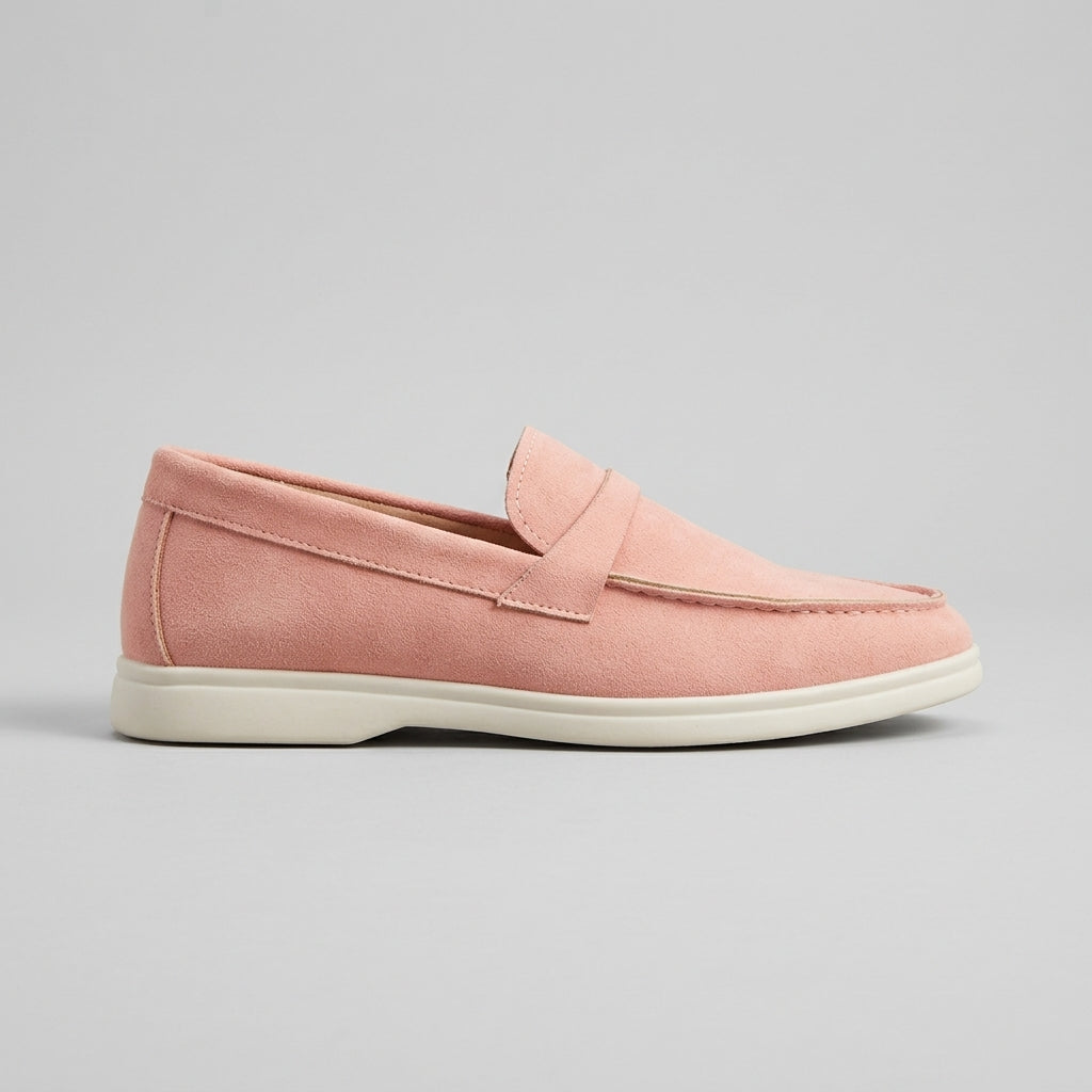 Women's Penny Loafers Suede Slip-On Moccasin Stitching