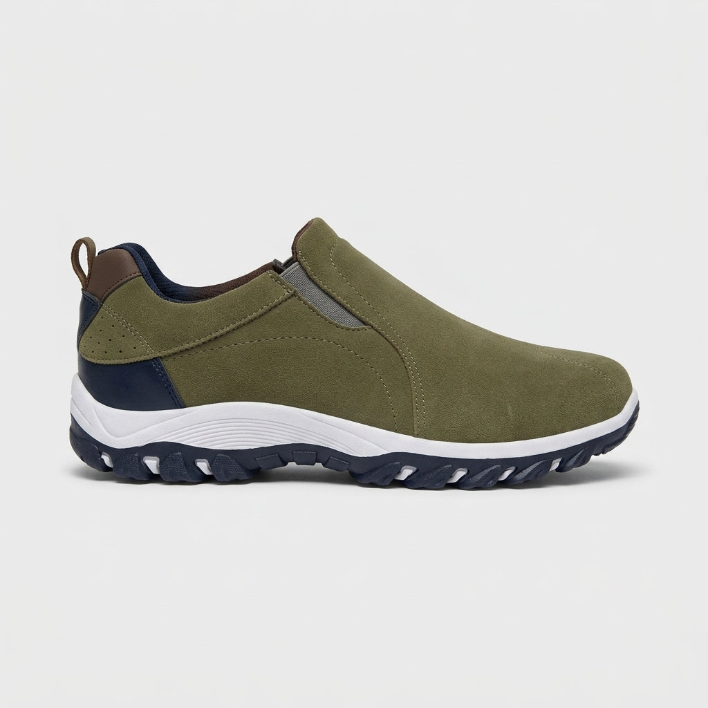 Men’s Suede Slip-On Outdoor Sneakers with Round Toe, Rugged Lug Sole