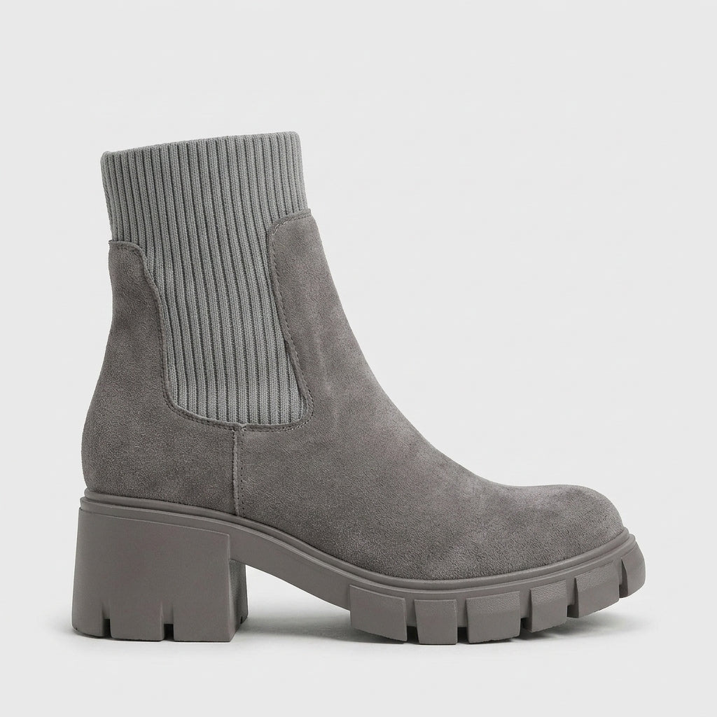 Women's Ankle Boots Chelsea Block Heel Lug Sole Slip-On