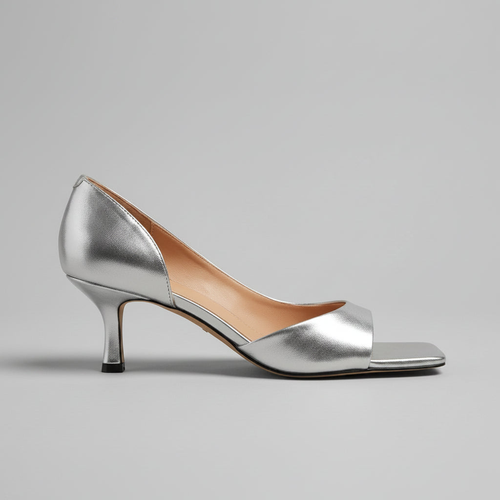 Women's Square Toe Sandals with Kitten Heel