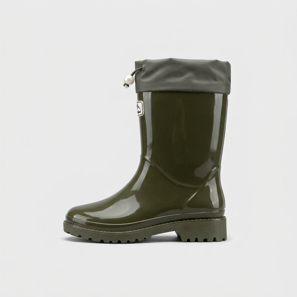 Women's Boots Mid-Calf Foldover Drawstring Cuff - Lug Sole