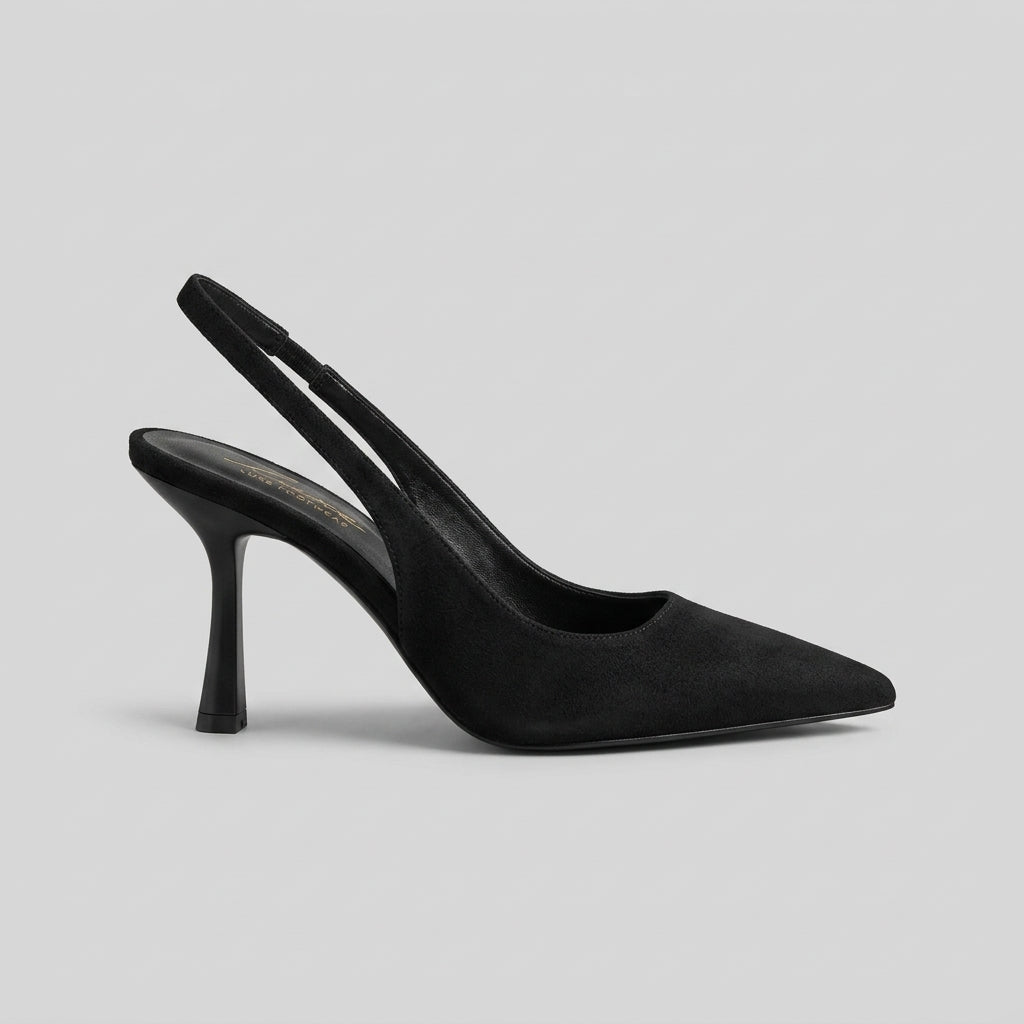 Women's Slingback Heels - Pointed Toe - Stiletto Heel - Suede