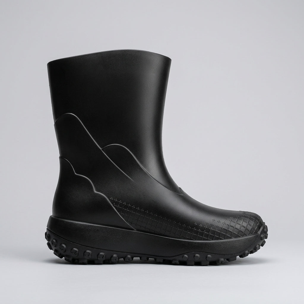 Men's Boots Mid-Calf Pull-On Rubber Rain Textured Tread Sole