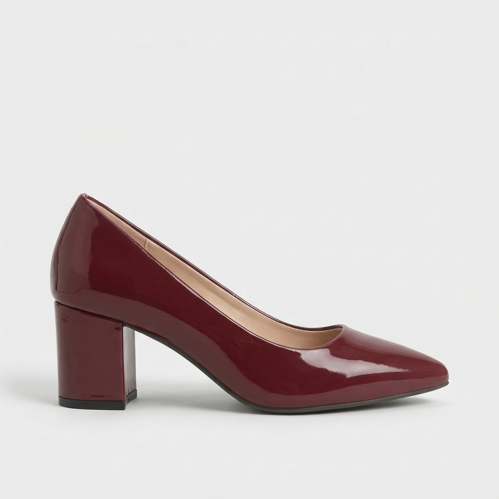 Women's Block Heels Pointed Toe Slip-On Pumps