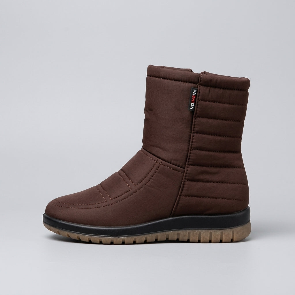 Women's Ankle Boots Quilted Side-Zip Fur-Lined Flat Sole