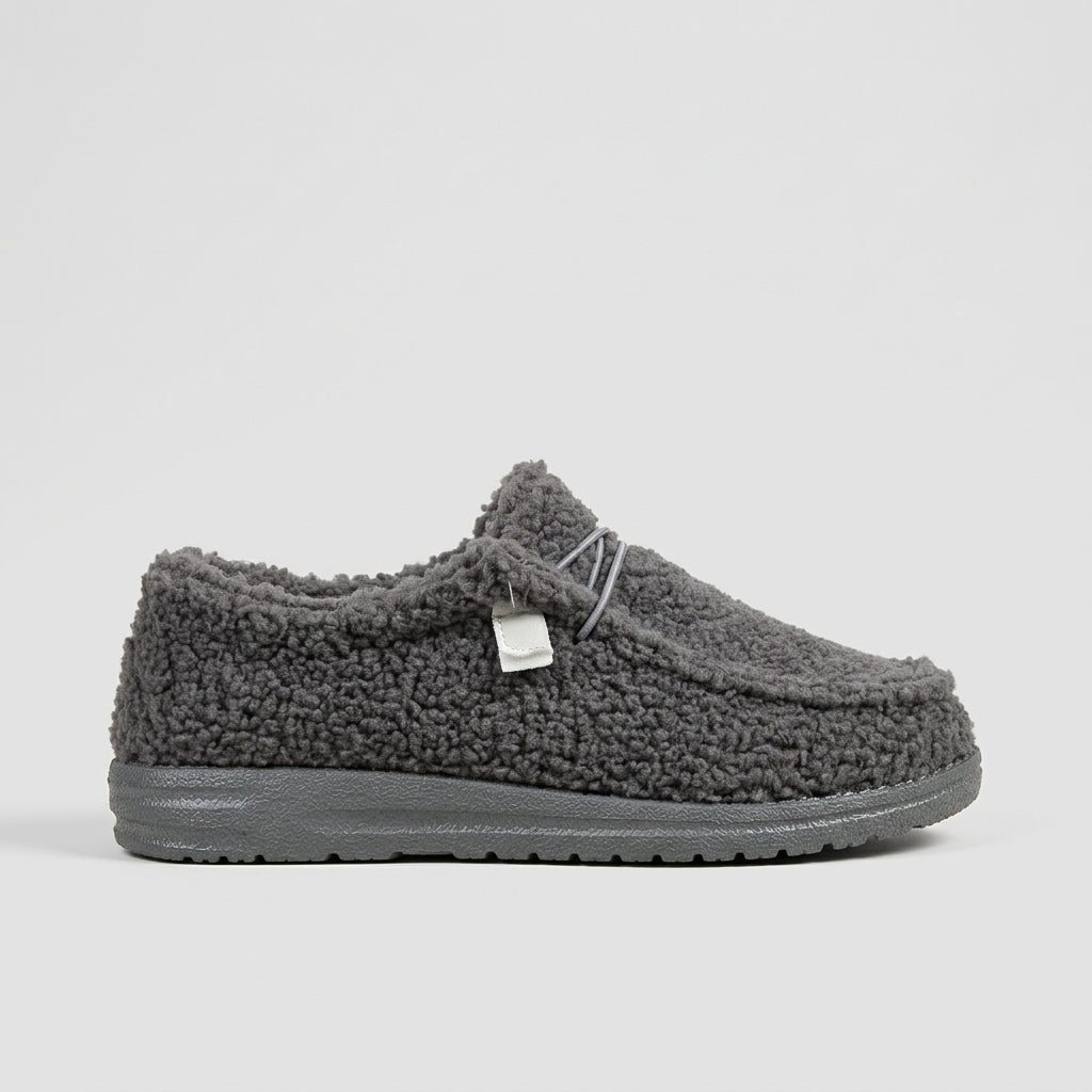 Women's Sherpa Slip-On Shoes with Elastic Lace Detail