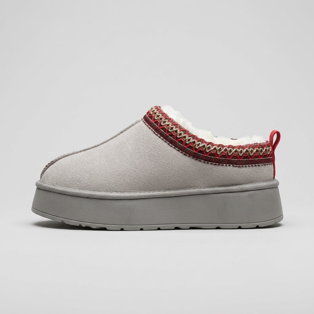 Women's Slippers Platform Slip-On Clog Sherpa-Lined Suede