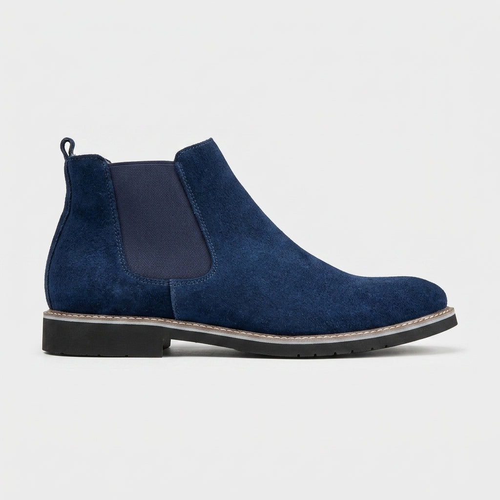 Men's Ankle Boots Chelsea Suede Round Toe Elastic Goring