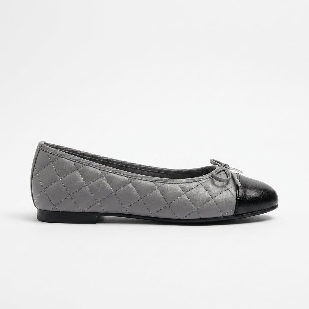 Women's Ballet Flats Quilted Cap Toe Bow Detail Slip-On