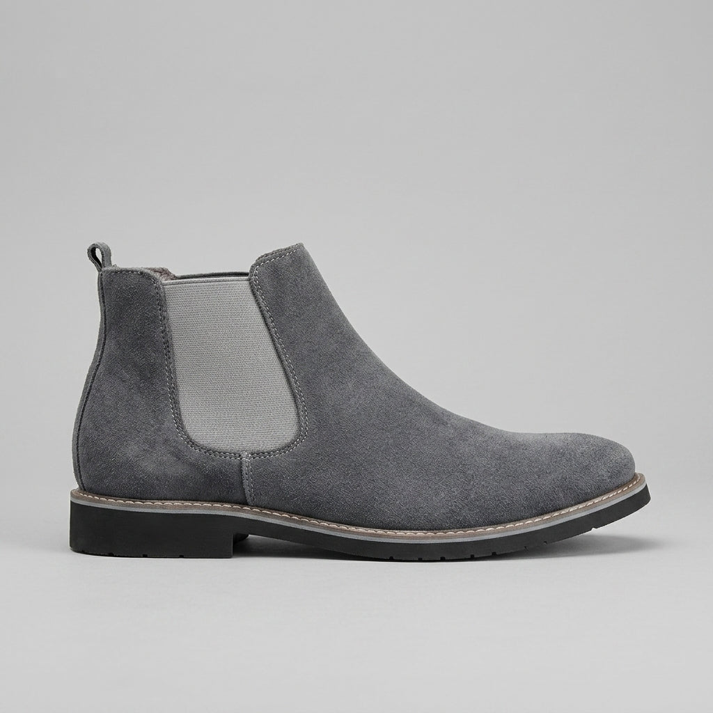 Men's Ankle Boots Chelsea Suede Round Toe Elastic Goring