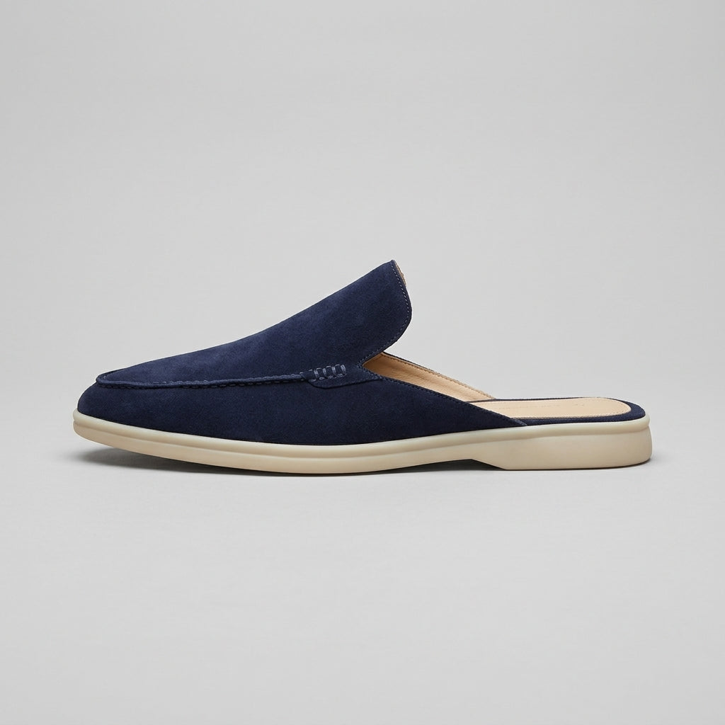Men's Loafers Backless Mule Slip-On Suede Flat Heel