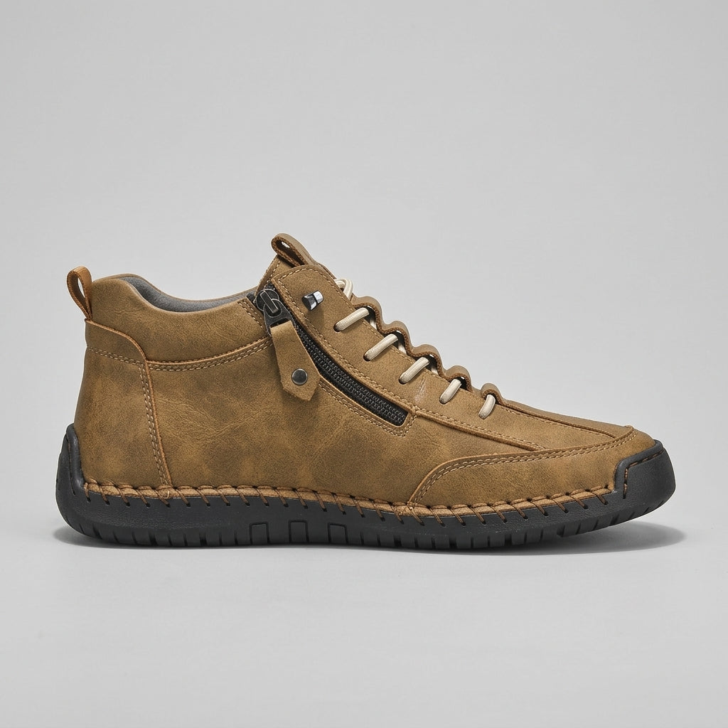 Men’s Casual High Top Shoes Side Zip Lace Up Comfort Sole