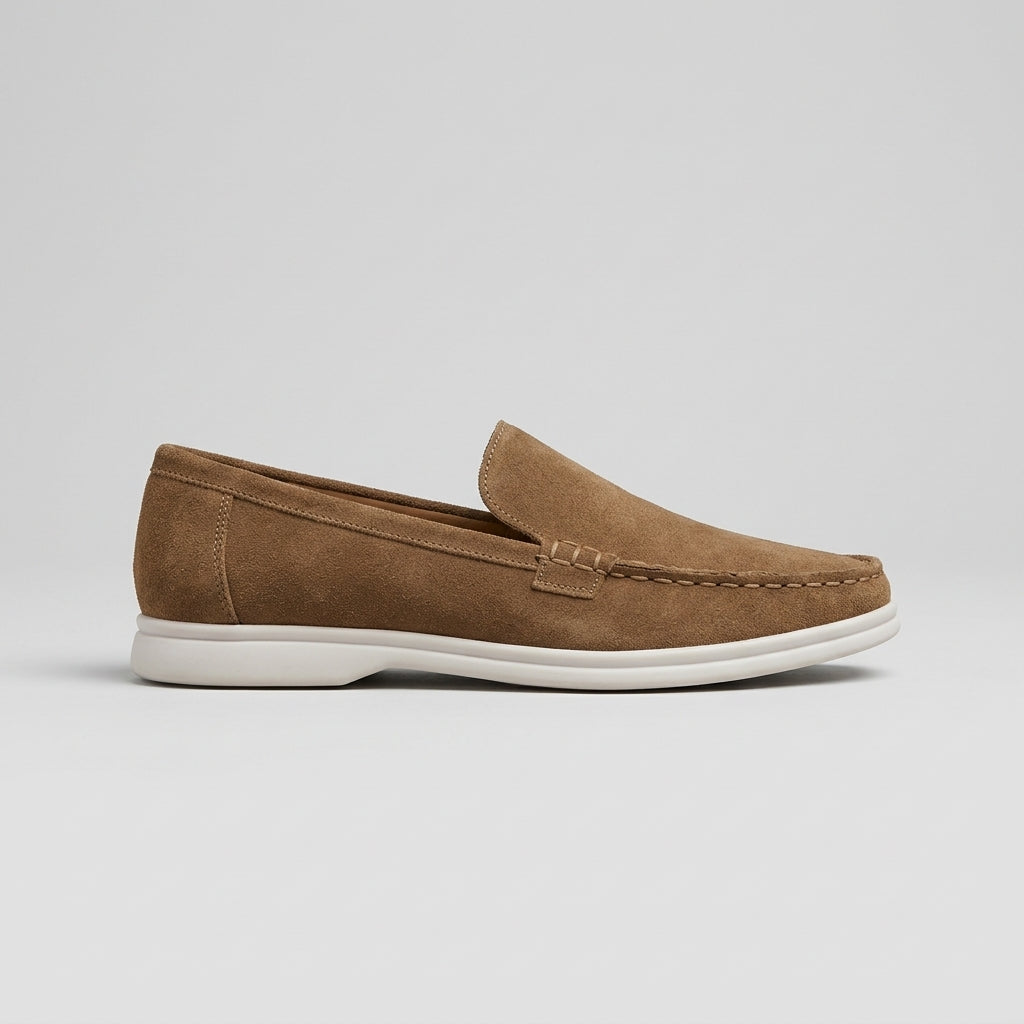 Men’s Suede Slip-On Loafers Moc Toe Soft Sole Casual