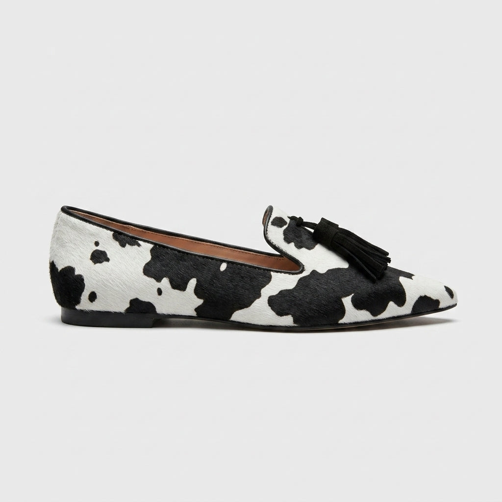 Women's Loafers Pointed-Toe Animal Print Tassel Flats