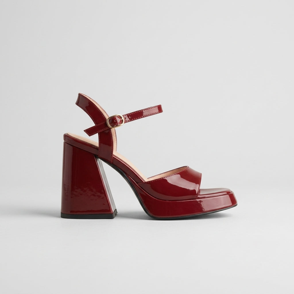 Women's Platform Sandals with Ankle Strap and Chunky Block Heel
