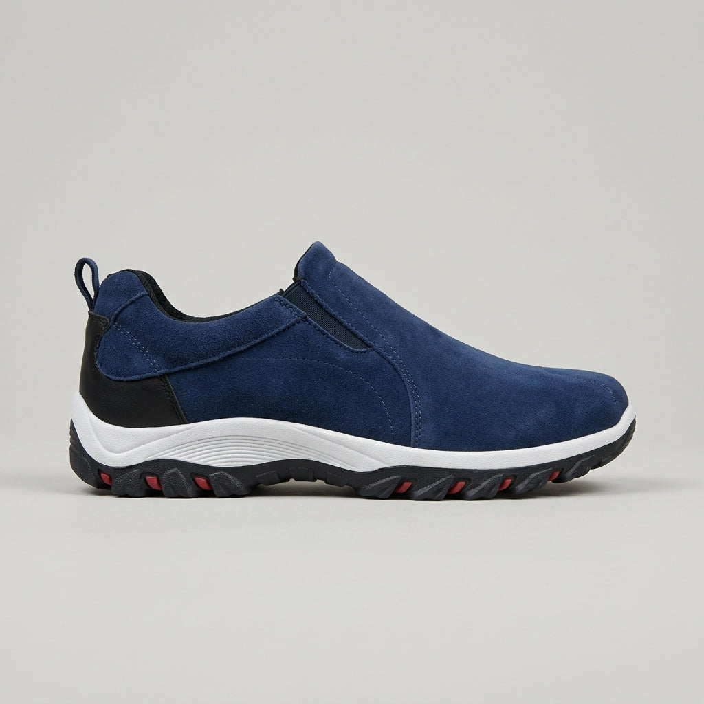 Men's Slip-On Shoes with Elastic Side Panel and Lugged Sole