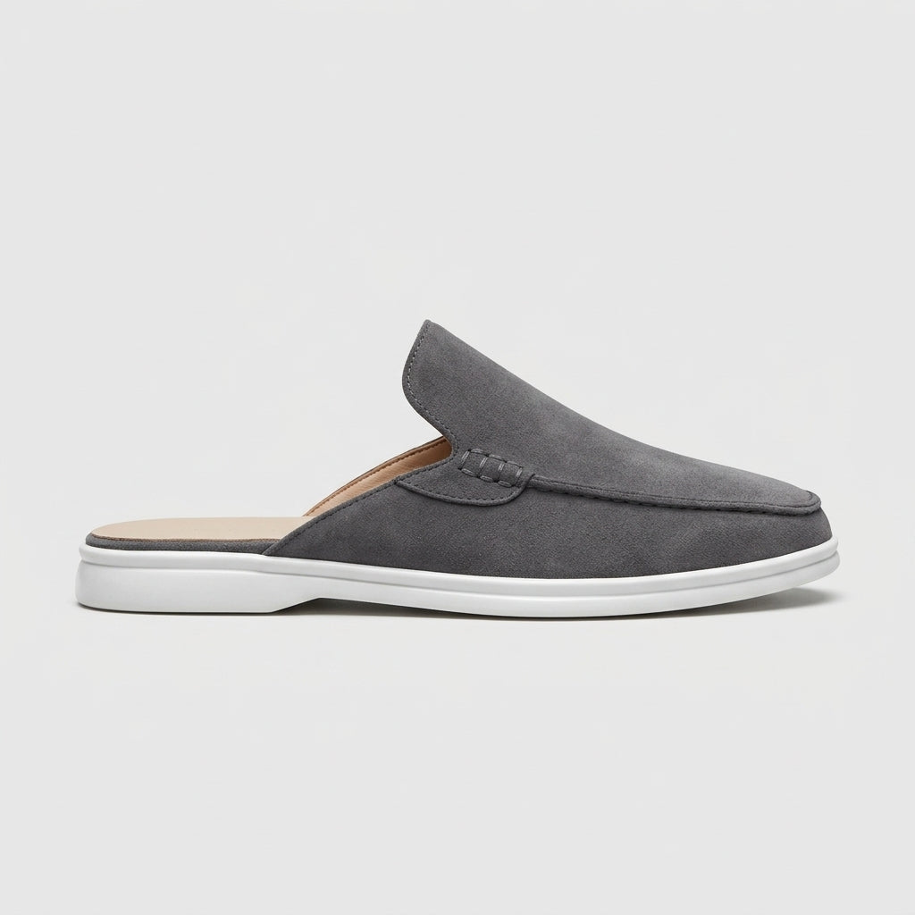 Men's Loafers Backless Mule Slip-On Suede Flat Heel