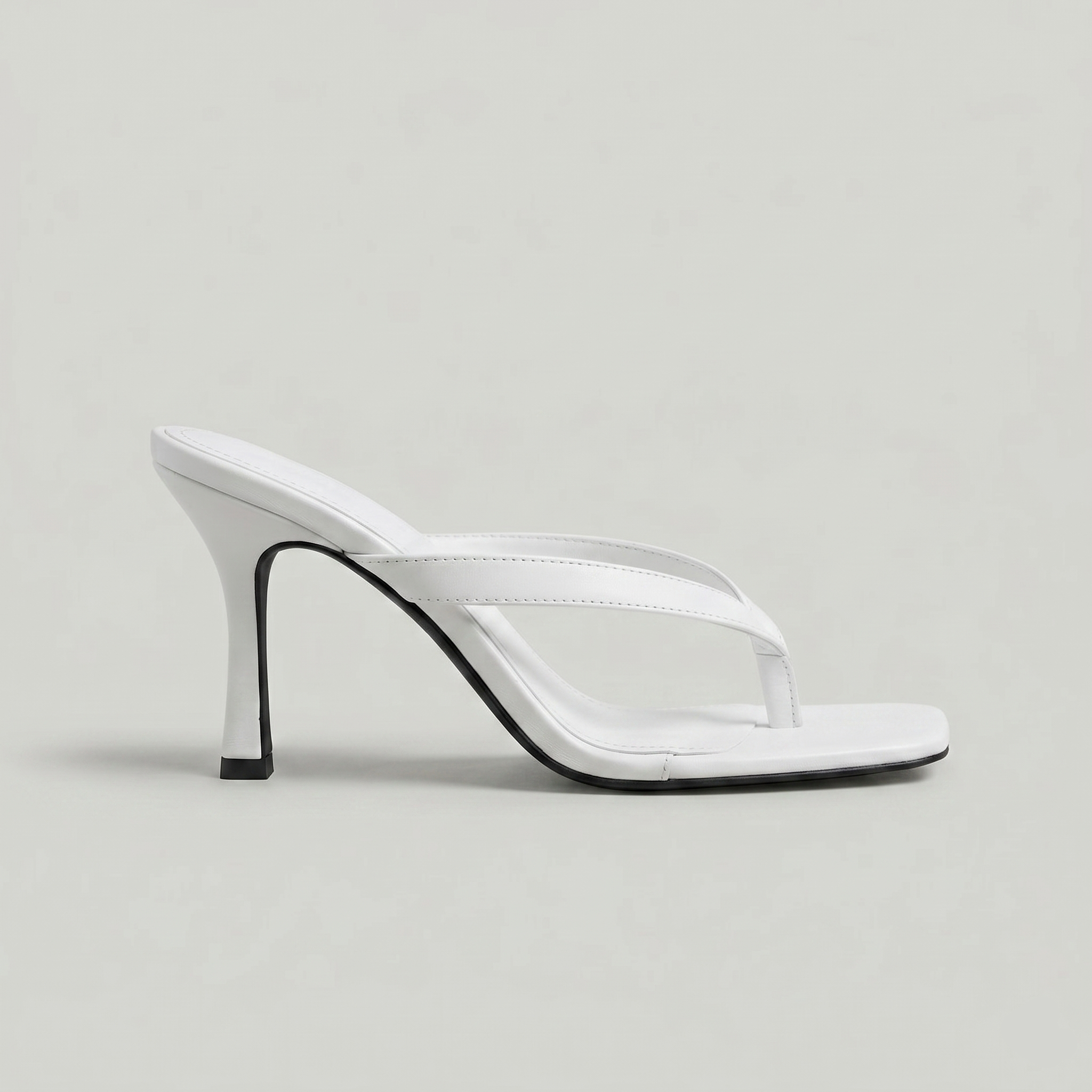 Women's Stiletto Heels Square Toe Thong Strap Slide Slip-On